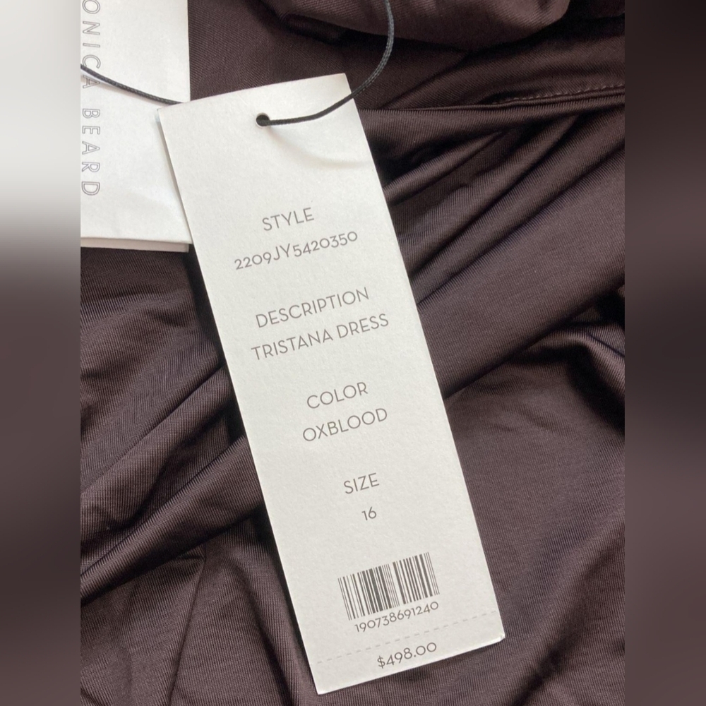Veronica Beard Tristana Midi Dress Ruched Asymmetric Oxblood Size 16 NWT $498 - Picture 5 of 16